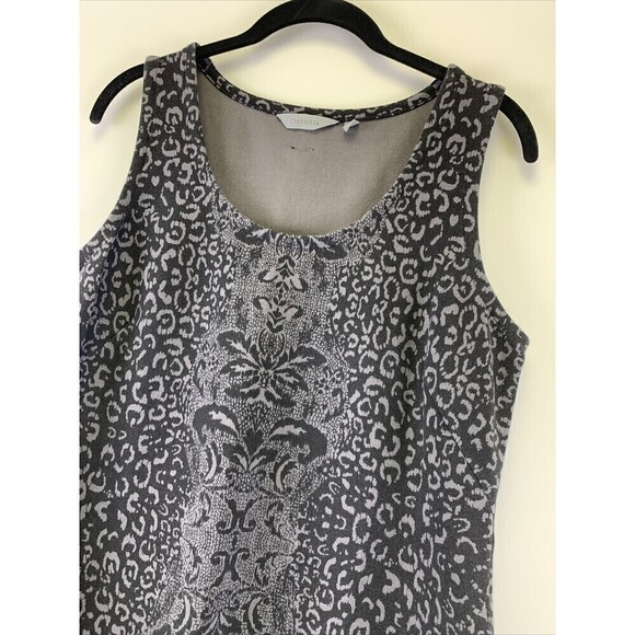 Athleta Shayla Sheath Dress Tank Gray 61173 Animal Floral Modal Cotton Med Tall - Picture 2 of 10